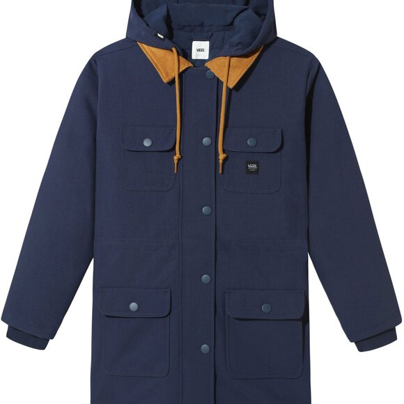 Vans MTE Long Coat Men's Medium Blue Ski Snow Chore Hooded ~ NEW WITH TAGS - Picture 1 of 2